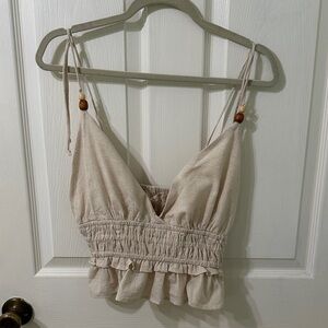 Sim & Sam Linen Blend Ruffled Top